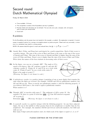 Dutch Mathematical Olympiad 2018 Second Round - K12 Math Contests