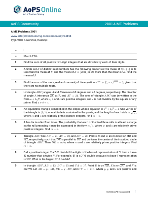 AIME 2001 - K12 Math Contests